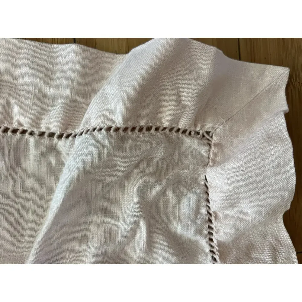 Light Pink 100% Pure Flax Linen 12 Placemats 21” Blush Eyelet